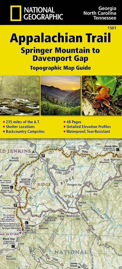 Second Gear WNC Books & Maps National Geographic Map - AT: Springer Mtn To Davenport Gap #1501