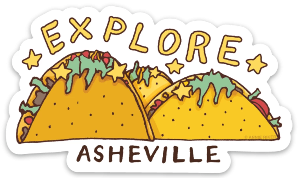 Second Gear WNC Explore Asheville Tacos Sticker More