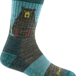 Second Gear WNC Darn Tough Bear Town Micro Crew Lightweight With Cushion Socks, Aqua, Woman's L / Style 1970 Women