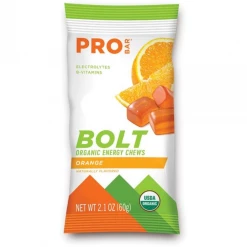 Second Gear WNC Pro Bar Bolt Organic Energy Chews, Orange, 2.1oz Pack Camp