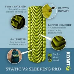Second Gear WNC Klymit Static V2 Sleeping Pad, Green Camp