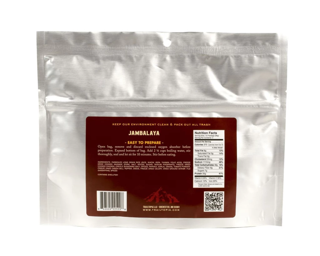 Second Gear WNC Trailtopia Adventure Food Jambalaya, GF, Serves 2 Camp