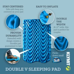 Second Gear WNC Klymit Double V Sleeping Pad, Blue Camp