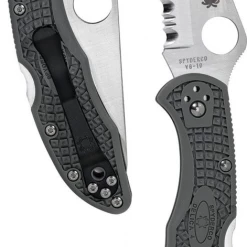 Second Gear WNC Spyderco Delica 4 Lightweight Combo Edge Knife, Grey