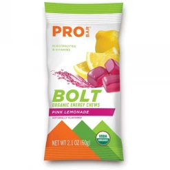Second Gear WNC Camp Pro Bar Bolt Organic Energy Chews, Pink Lemonade, 2.1oz Pack