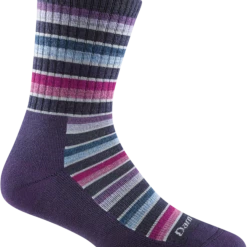 Second Gear WNC Darn Tough Decade Stripe Micro Crew Midweight With Cushion Socks, Blackberry, Women's L / Style 1994