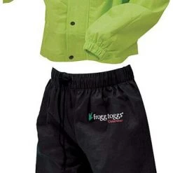 Second Gear WNC Frogg Toggs Polly Woggs Kid's Rain Suit, Hi-Vis Lime Green Jacket/Black Pants, S Kids