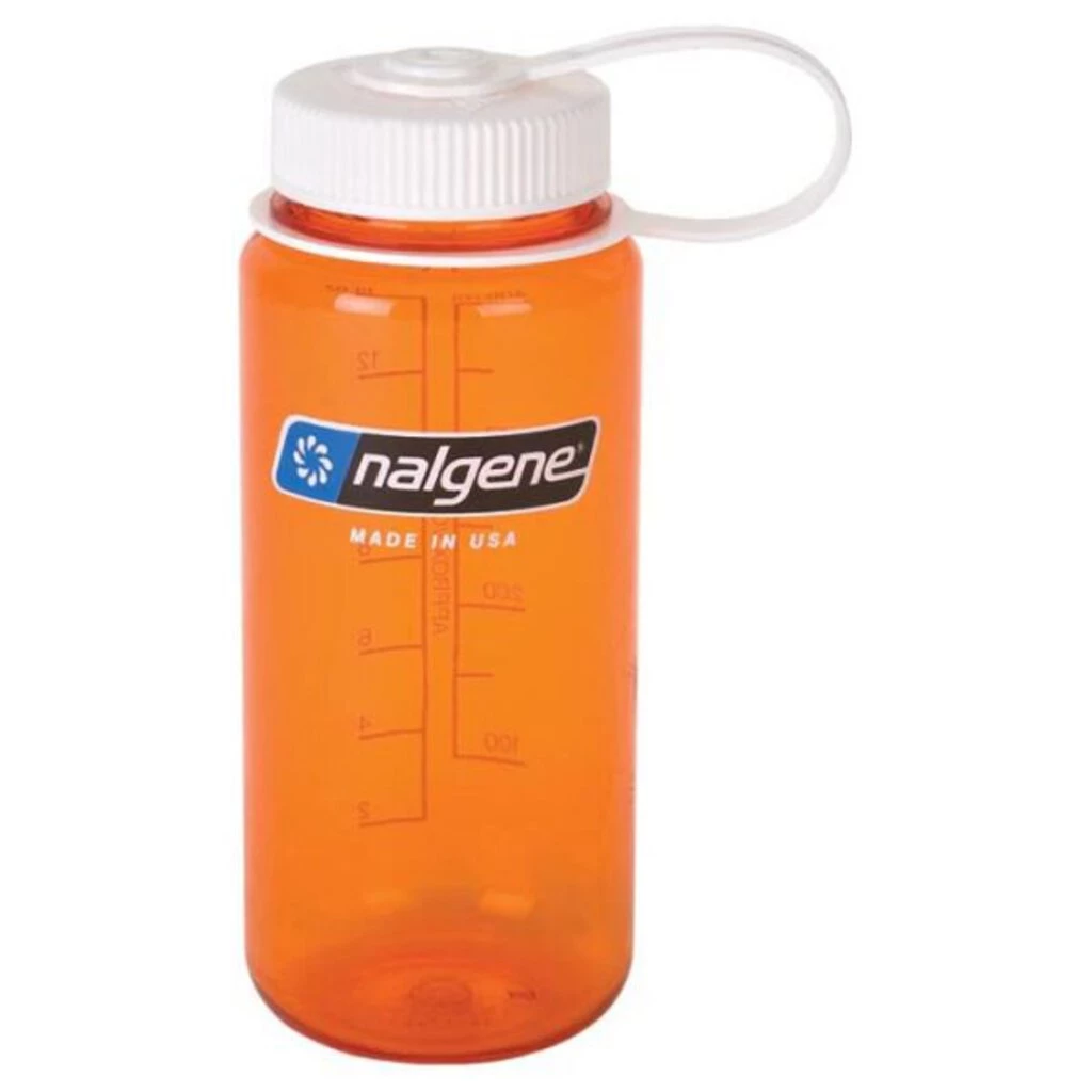 Second Gear WNC Nalgene Wide Mouth Water Bottle, 16oz., Orange W/ White Lid