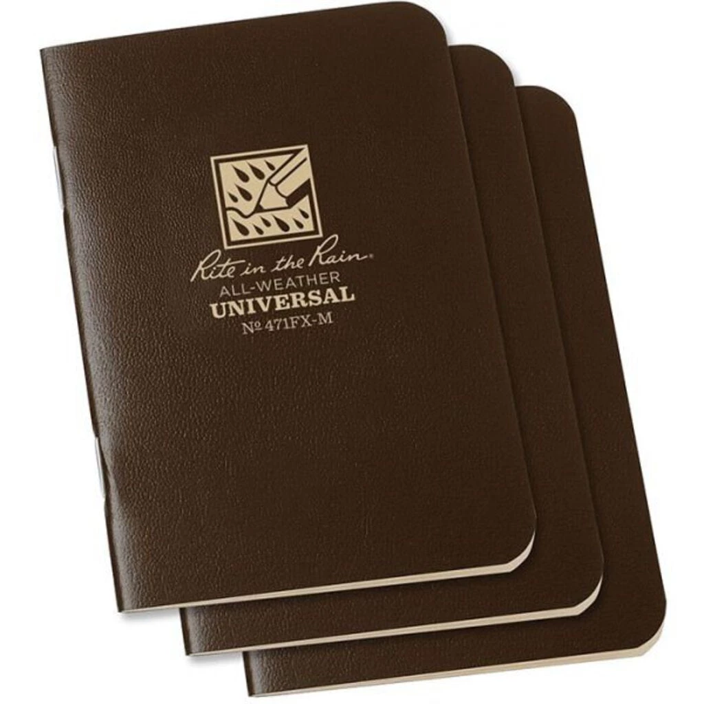 Second Gear WNC Rite-in-the-Rain 3 1/4 X 4 5/8 Stapled Notebook, 3-pack, Brown
