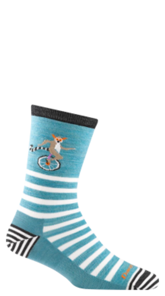 Second Gear WNC Darn Tough Animal Haus Crew Lightweight Sock, Aqua, Women's S / Style 6037