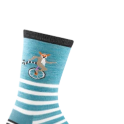 Second Gear WNC Darn Tough Animal Haus Crew Lightweight Sock, Aqua, Women's L / Style 6037