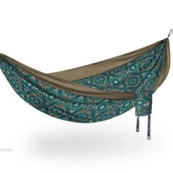 Second Gear WNC Camp ENO DoubleNest Print Hammock (Giving Back), Gond Roots/Khaki