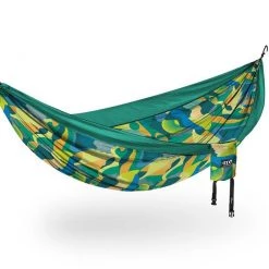 Second Gear WNC ENO DoubleNest Print Hammock, Retro/Emerald