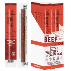 Second Gear WNC The New Primal Spicy Beef Sticks, 1oz, 100% Grass-Fed Beef