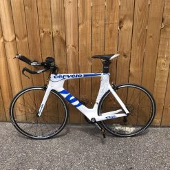 Second Gear WNC Cervelo P2 Carbon Fiber Time Trial Bicycle, White/Black/Blue, Size 56 (21.5in)