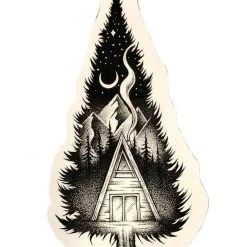 Second Gear WNC Sticker Art A-Frame Cabin