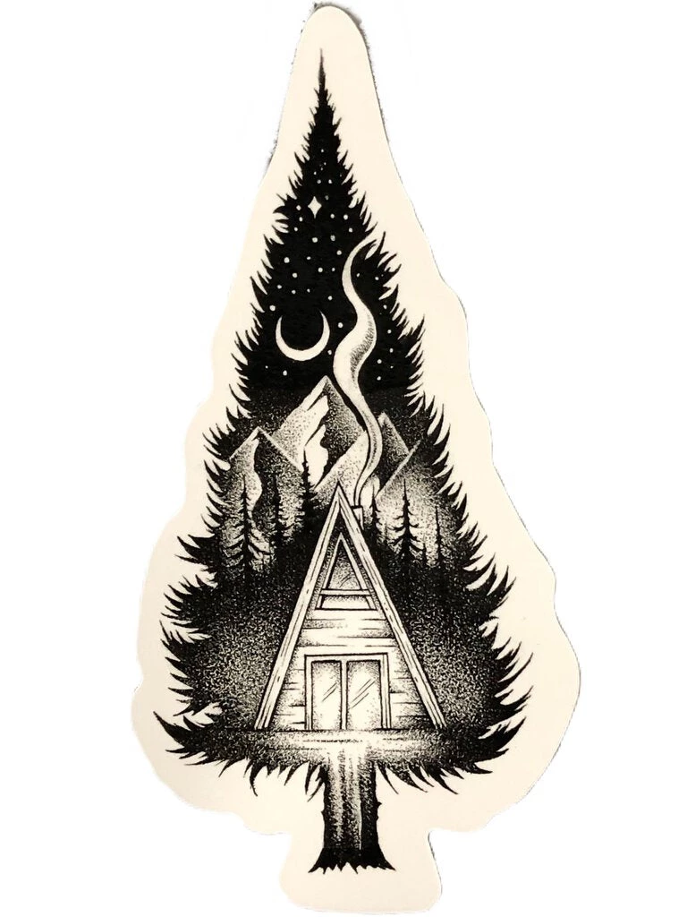 Second Gear WNC Sticker Art A-Frame Cabin